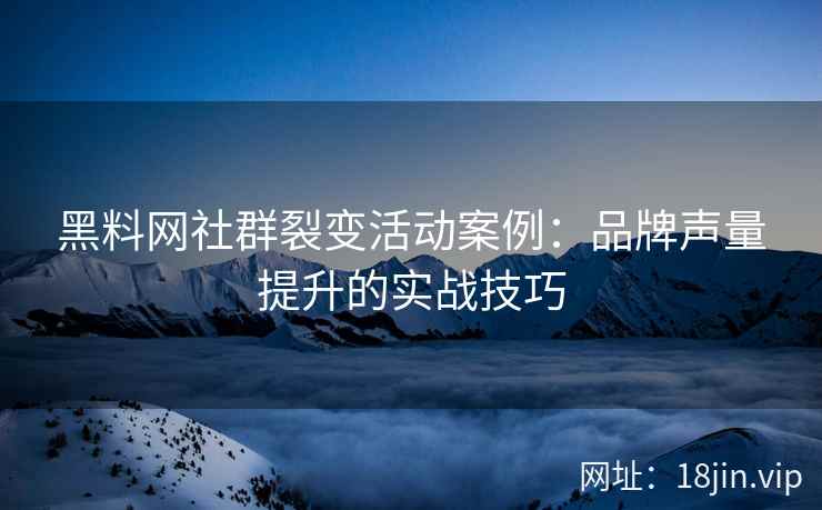 黑料网社群裂变活动案例：品牌声量提升的实战技巧