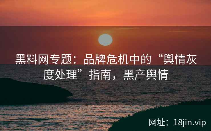 黑料网专题：品牌危机中的“舆情灰度处理”指南，黑产舆情