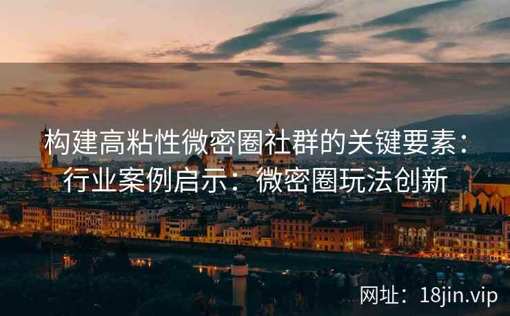 构建高粘性微密圈社群的关键要素：行业案例启示：微密圈玩法创新
